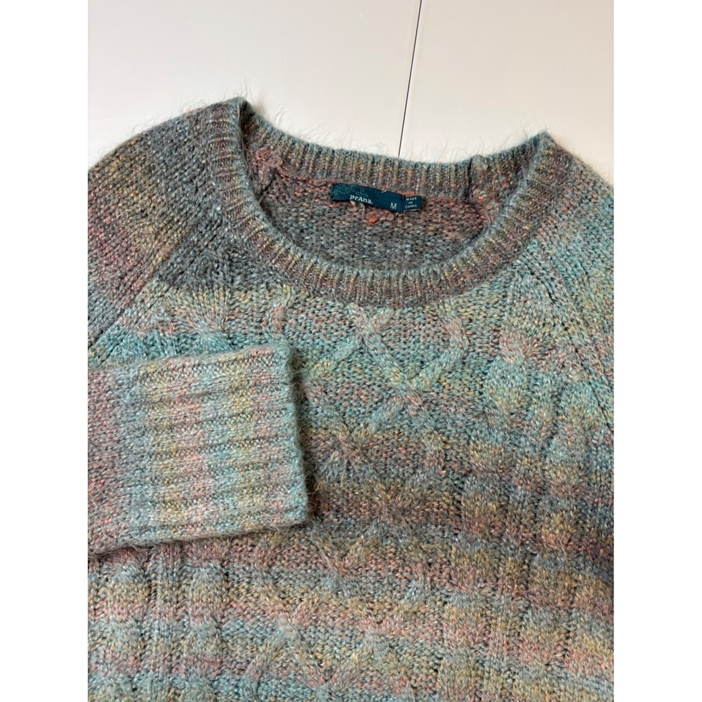 Prana Leisel Cable Knit Sweater Blue Green Pink Womens‎ Medium